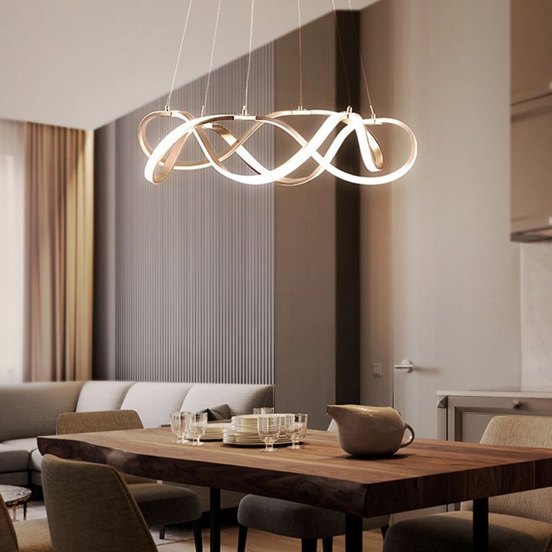 Twisted Chandelier Light Modern LED Acrylic Ceiling Pendant for Office Study Room