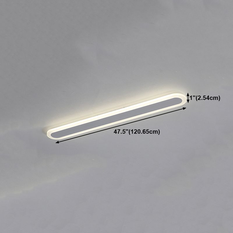 Metal Linear Shape Flush Ceiling Light Modern Style 1 Light Flush Mount Lighting in White