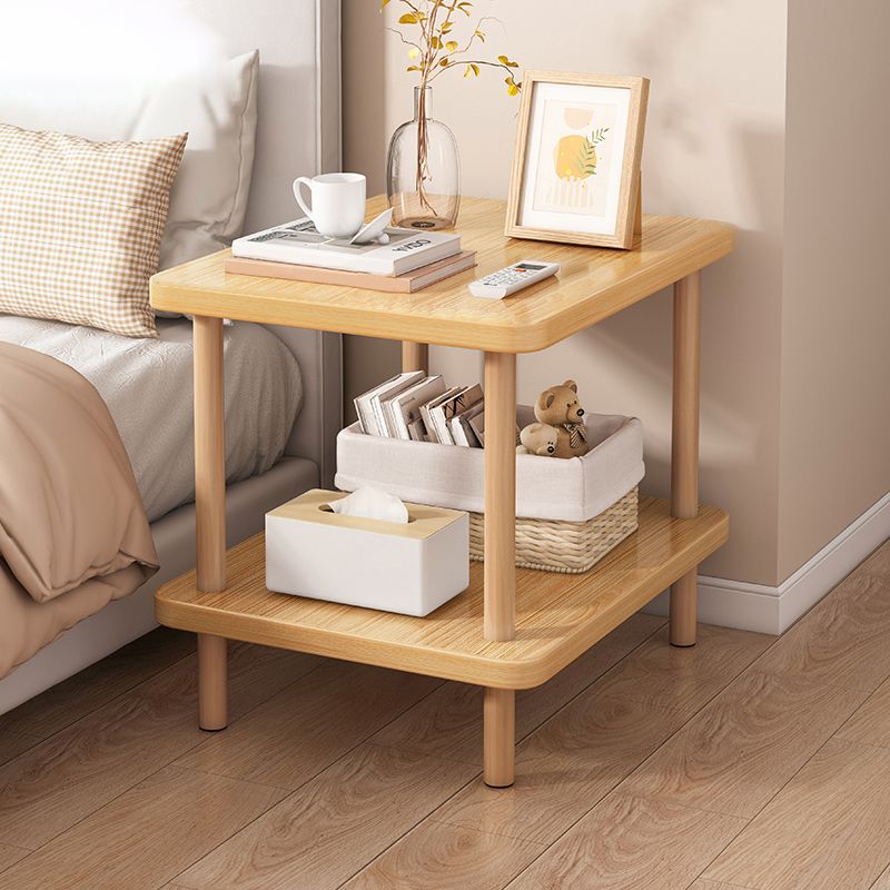 Imitation Wood Nightstand Open Storage Modern Shelf Included Night Table with Legs