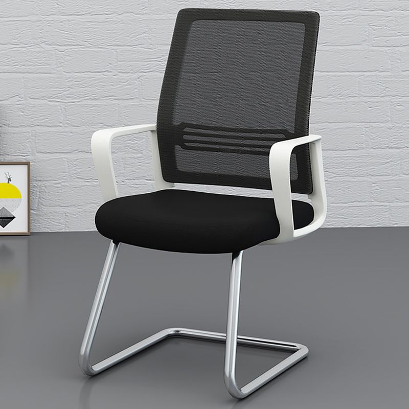 Modernism Fixed Arms Office Chair No Wheels Black/White Desk Chair for Home