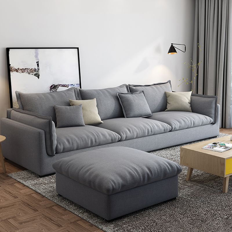 Contemporary Stationary Living Room Couch Gray Pillow Top Arm Sofa