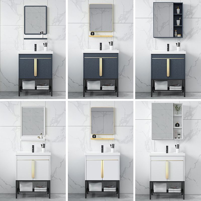 Bathroom Vanity Rectangular Drawers Mirror Storage Shelf with Faucet