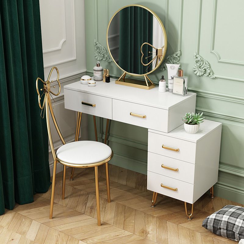 Wooden Vanity Desk in White Modern with Drawers Dressing Table