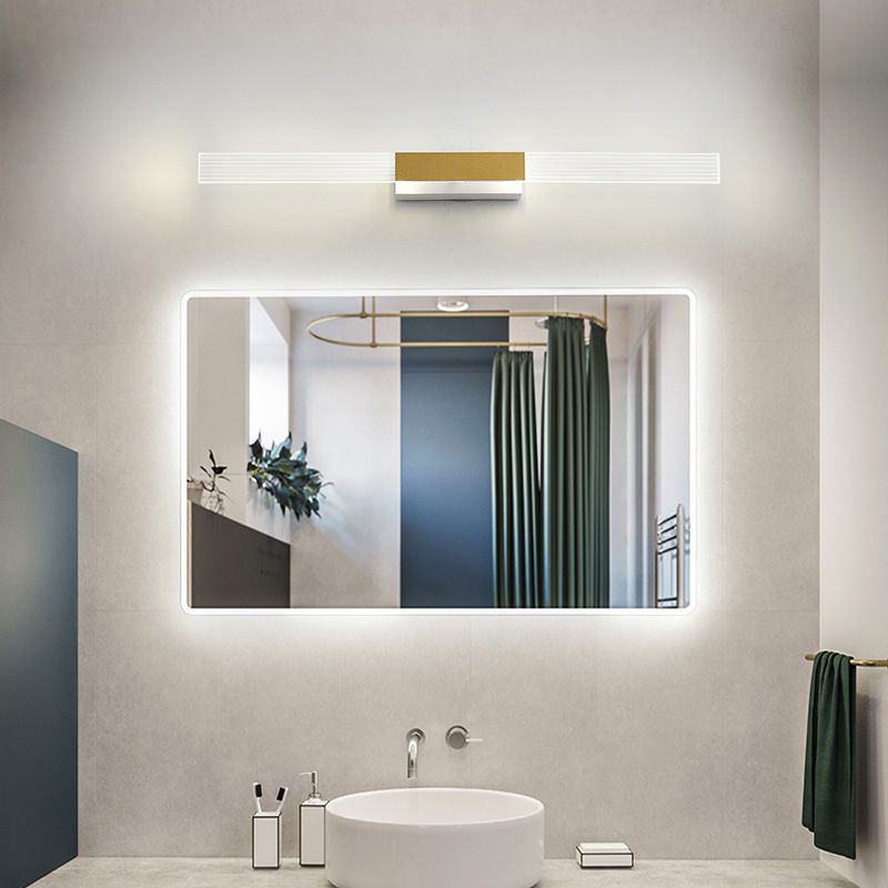 Strip Vanity Mirror Light Minimalist Acrylic LED Bath Wall Mount Lighting in Gold