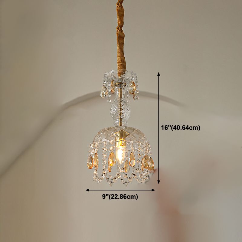 Style moderne Unique Shade Hanging Glass Light 1 Light Sanging Lamping avec Crystal