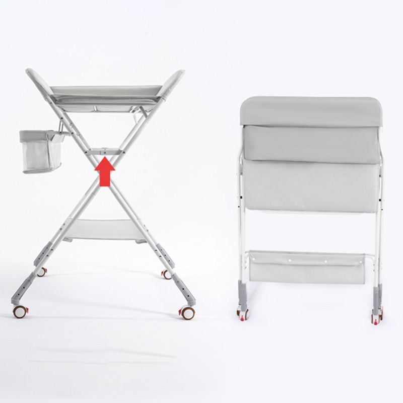 Modern Flat Top Changing Table with Pad Metal Folding Baby Changing Table