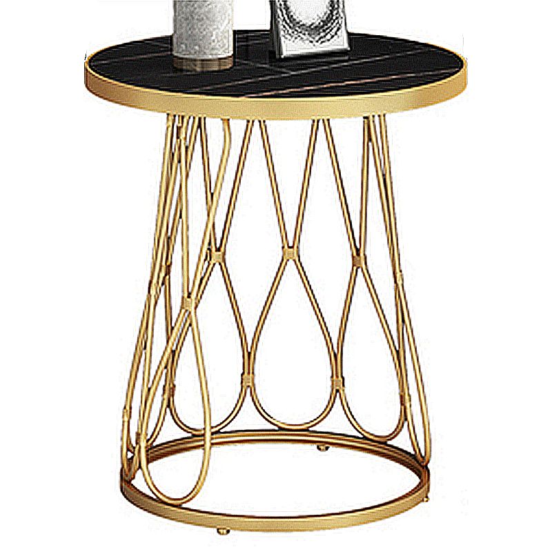 Round Faux Marble Side Table 47"L X 47"W X 62"H Iron Block Side End Snack Table