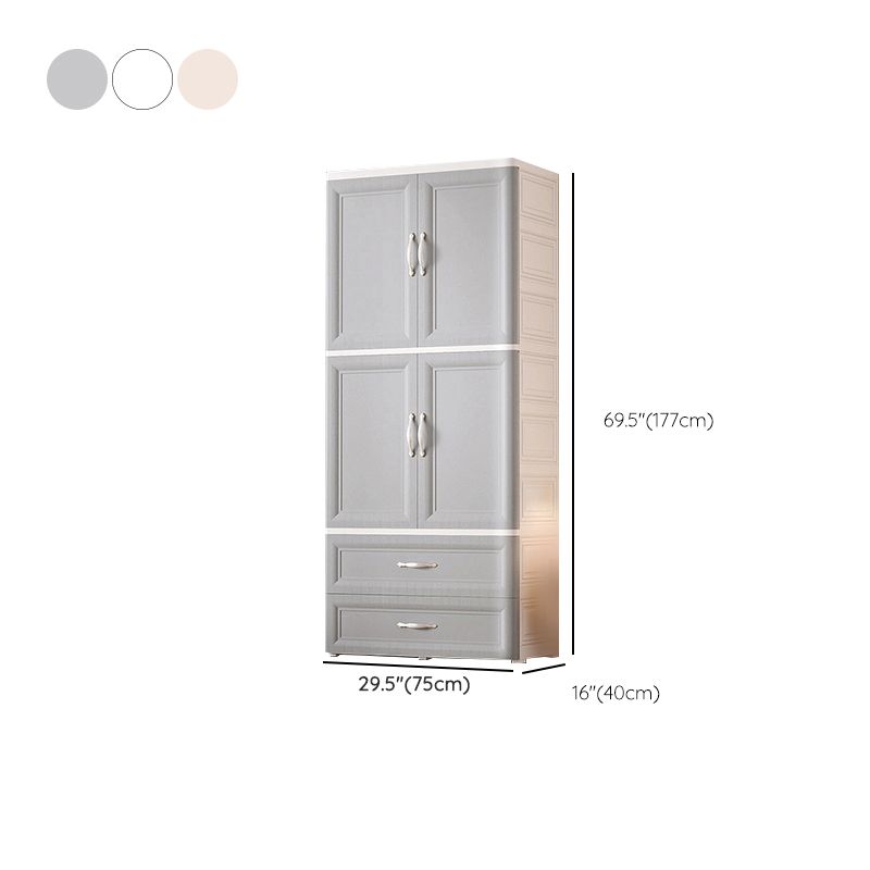 Plastic Kid's Wardrobe Modern Style Armoire Cabinet with Wheels