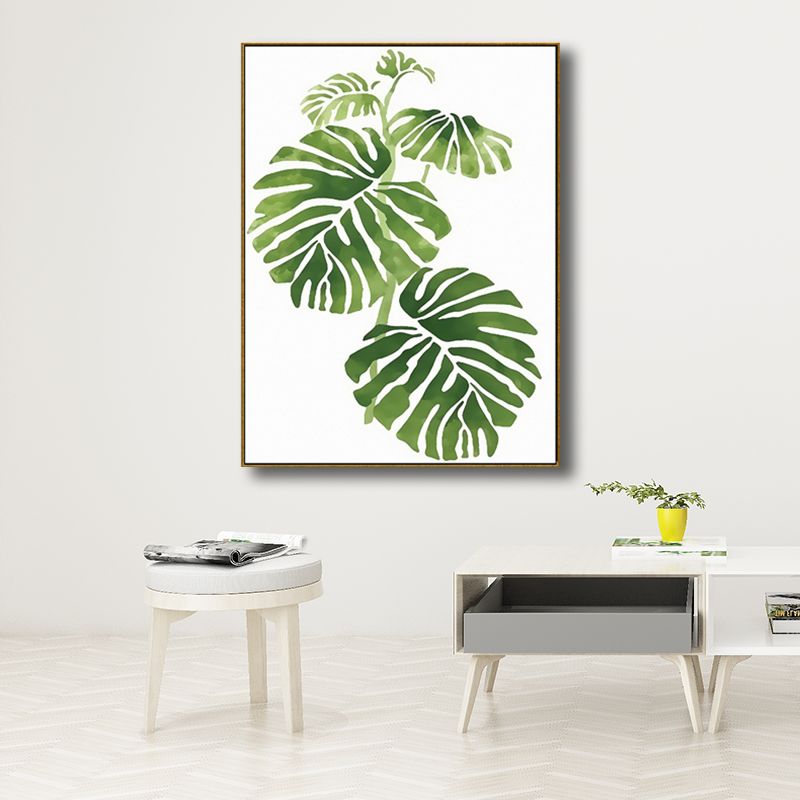 Drawing Print Plant Leaves Canvas Green Nordic Style Wall Art for Dining Room