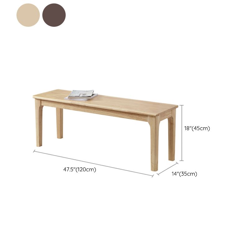 Contemporary Rubber Wood Seating Bench Rectangle Bedroom Bench with Straight Legs