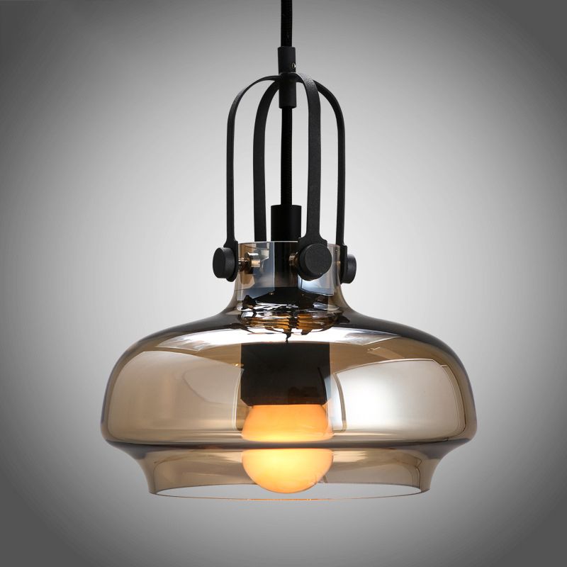 7"/9.5"/12.5" W 1 Head Suspension Light Nautical Dining Room Hanging Lamp with Pot Amber/Frosted White Glass Shade