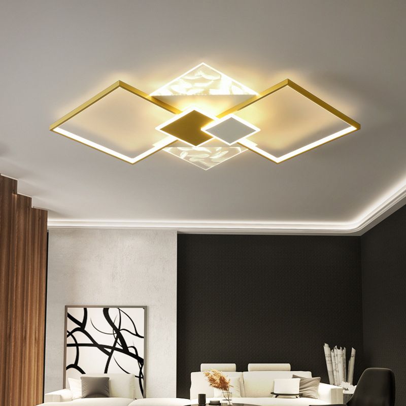 Metal Symmetric Flush Mount Lamp Simplicity LED Feather Ceiling Flush Light for Living Room