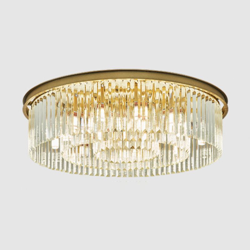 Nordic Crystal Ceiling Lamp Round Flush Mount Light Fixture for Bedroom