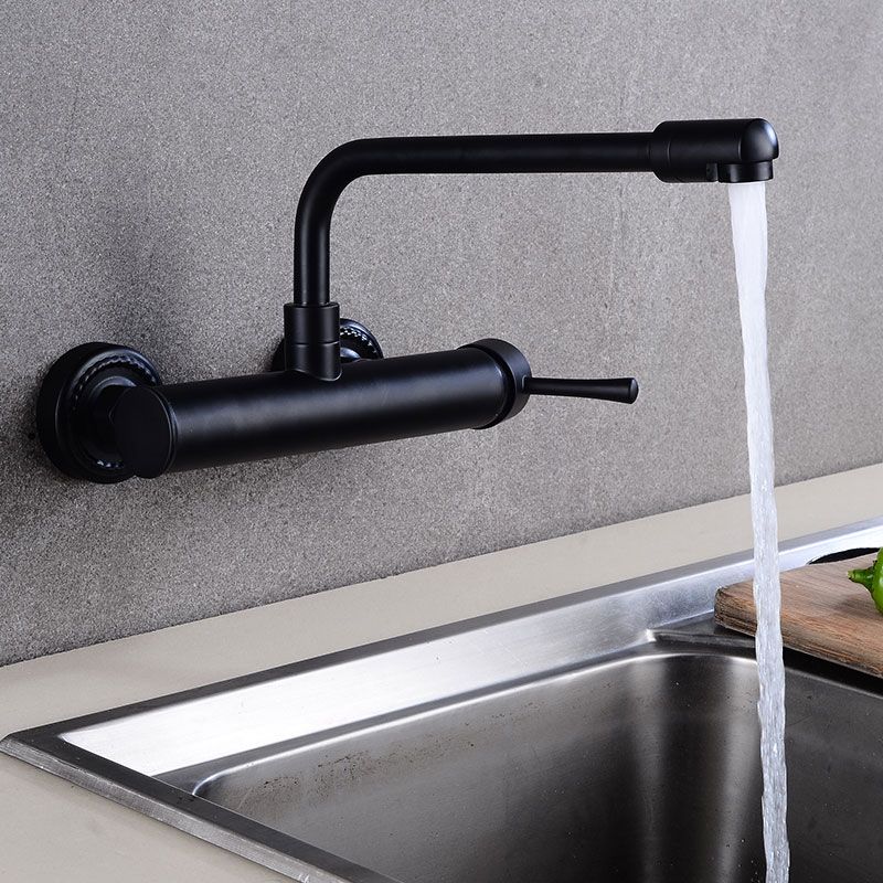 Contemporary 1-Handle Bar Faucet 2 Hole Kitchen Faucet in Black