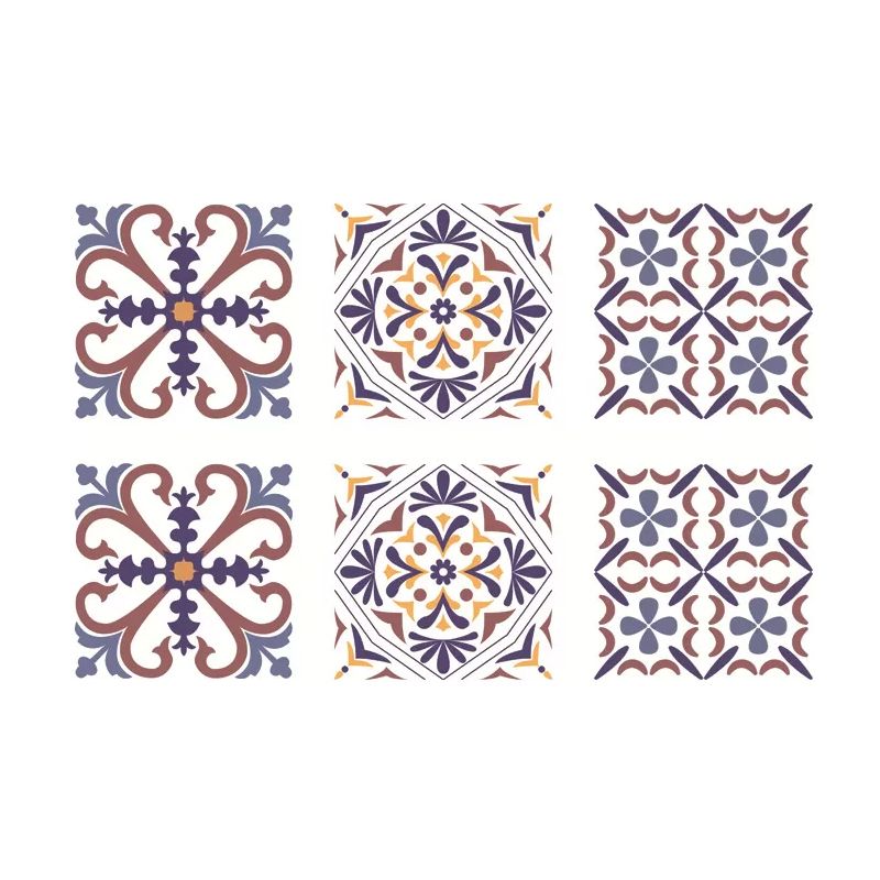 Purple Flower Print Wallpaper Panels Symmetric Bohemian Peel and Paste Wall Covering