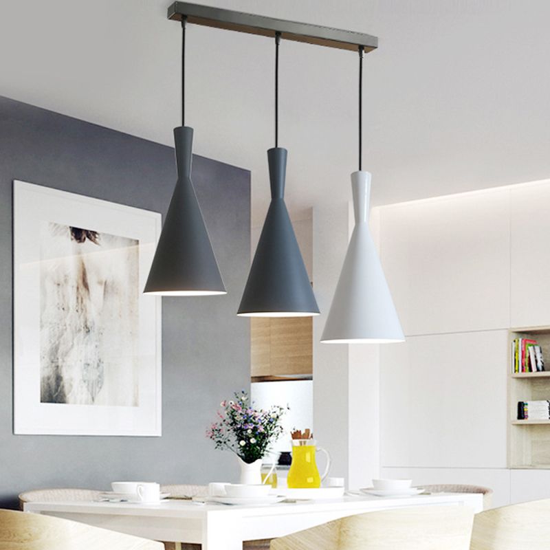 3 Lights Hourglass Hanging Pendant Lights Nordic Style Aluminum Multi Light Pendant for Restaurant