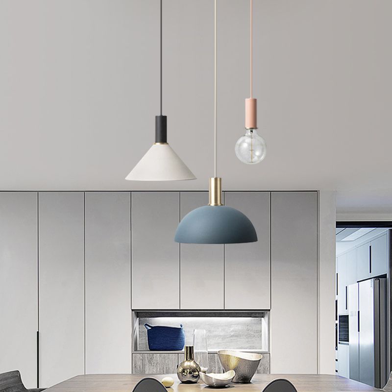 Metal Assorted Shaded Cluster Pendant Nordic 3-Head White Round/Linear Canopy Hanging Ceiling Light in Warm/White Light