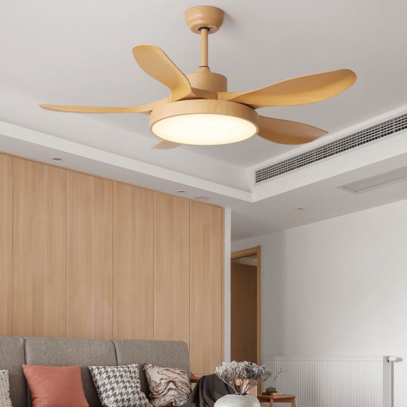 Wooden LED Ceiling Fan Light Fixture Contemporary Ceiling Lamp for Bedroom