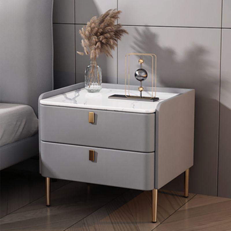 Light Luxury Bed Nightstand 2 Drawers Night Table with Legs for Bedroom