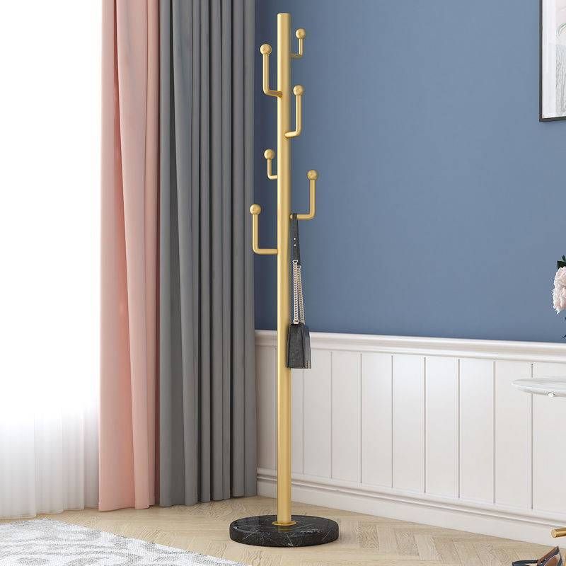 Marble Base Hall Tree Light Luxury Hanger Coat Metal Coat Rack with 6 Hooks