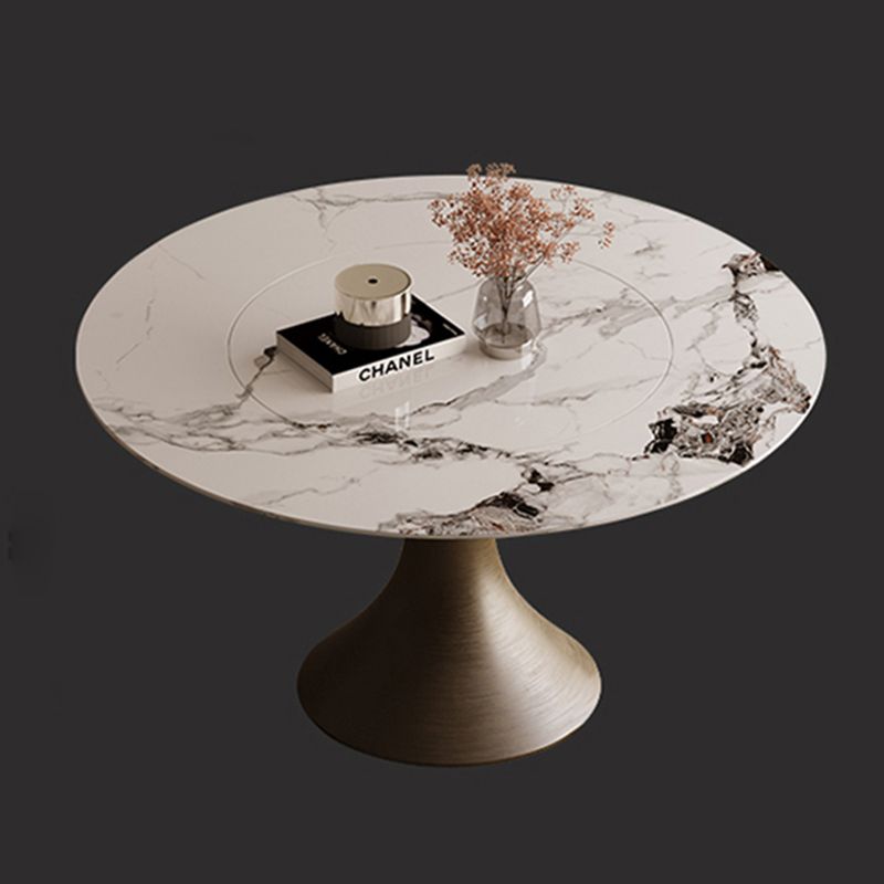 Traditional Luxury Round Table Stone Top Gold Base Dining Table