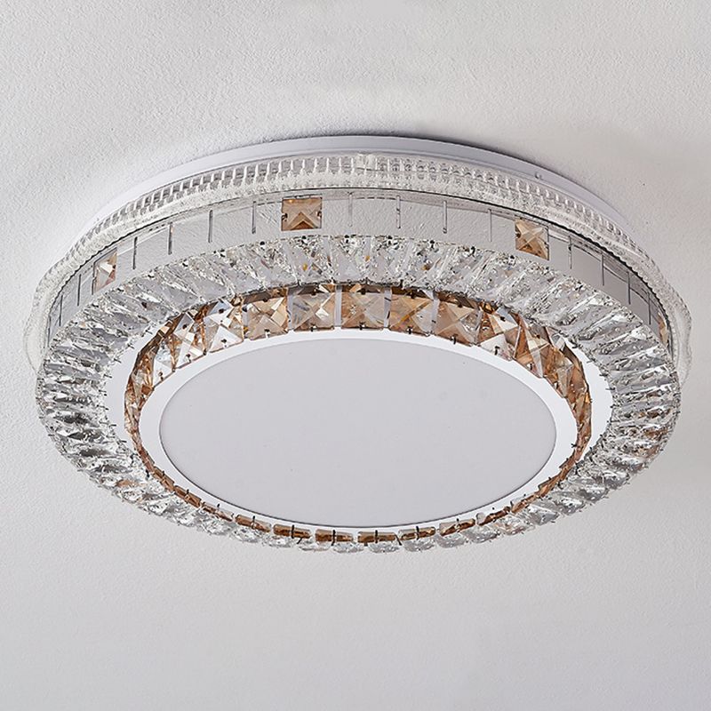 Modern Round Crystal Flush Mount Stainless Steel Ceiling Flush Light Fixture