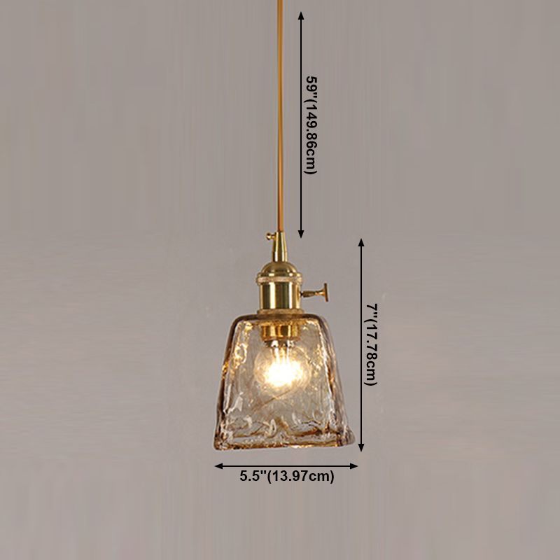 1 leichte hängende Glaslampe Geometrischer Anhänger Industrial Metall Hanging Light in Bernstein