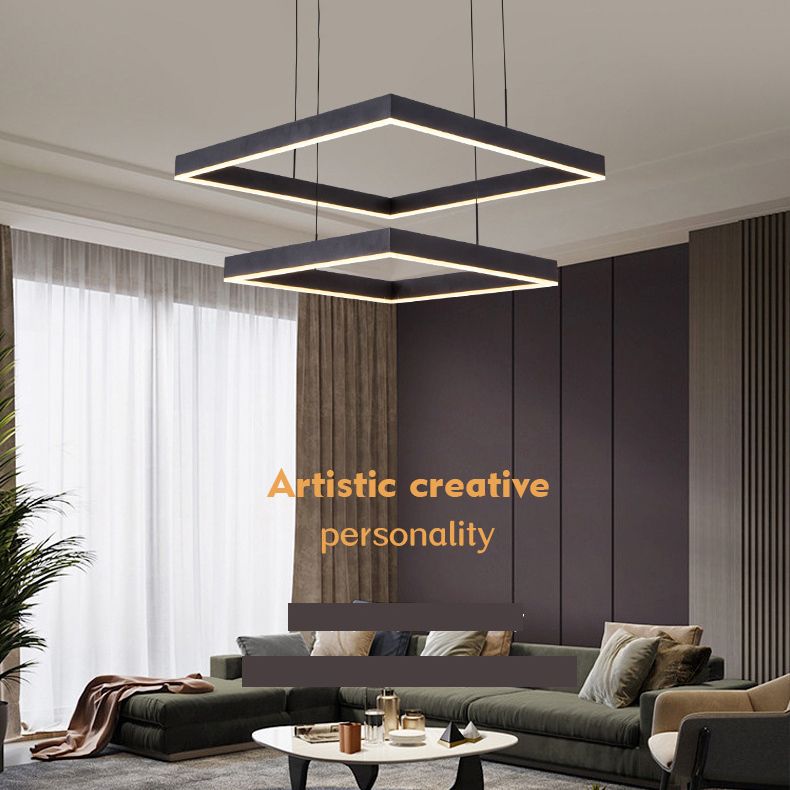 Contemporary Square Shape Chandelier Light Fixtures Restaurant Hanging Chandelier for Sitting Room