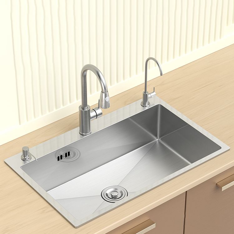 Modern Workstation Sink Stainless Steel with Basket Strainer and Faucet Kitchen Sink