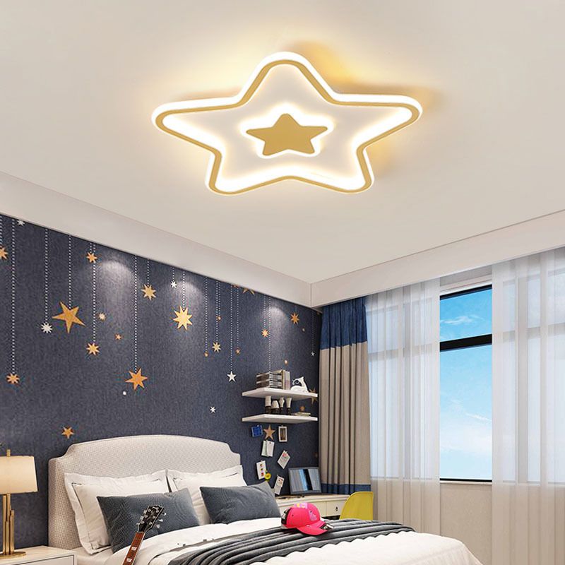 2-Light Golden Flush Mount Lighting LED Ceiling Light for Living Room