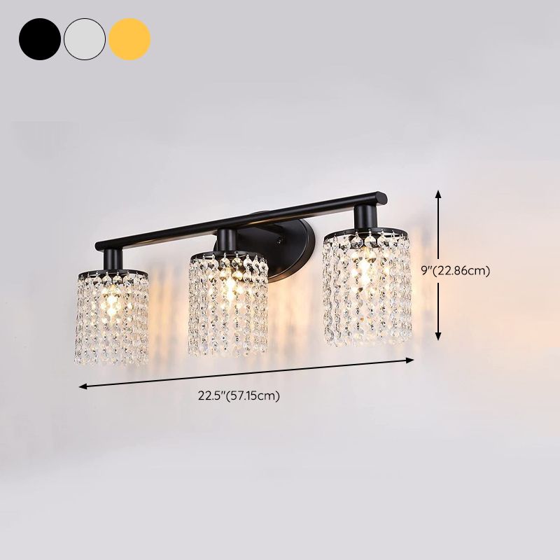 Clear Crystal Tassel Bath Vanity Light 2 / 3 / 4 - Light Metal Bathroom Vanity Lighting