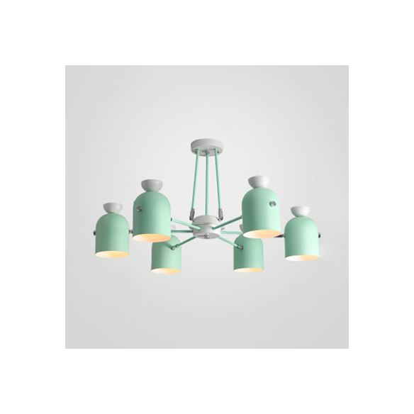 Macaron Loft Cup Pendant Light Metallic 3/6 Heads Chandelier in Candy Color for Living Room