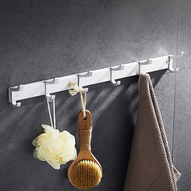 Contemporary Silver Metal Bathroom Accessory Kit with Towel Bar