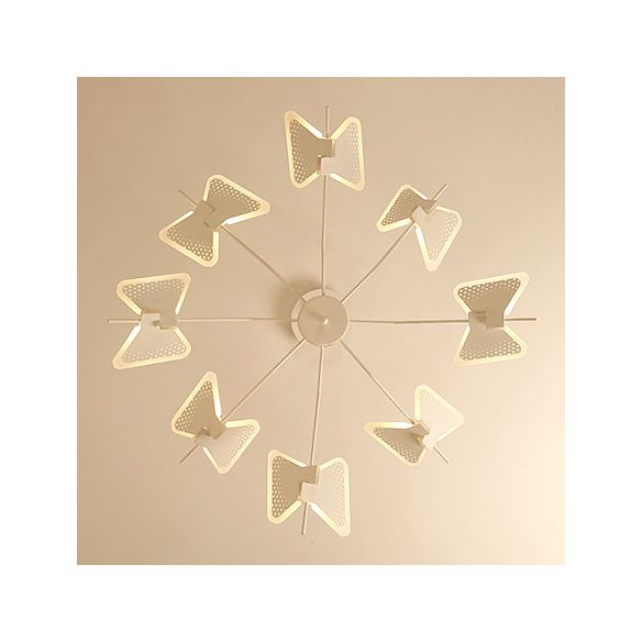 3/6/8 Lights Bedroom Chandelier with Butterfly Acrylic Shade Gold/White Hanging Ceiling Pendant