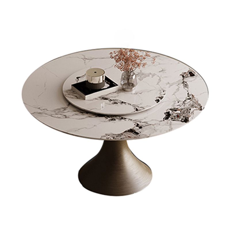 Traditional Luxury Round Table Stone Top Gold Base Dining Table