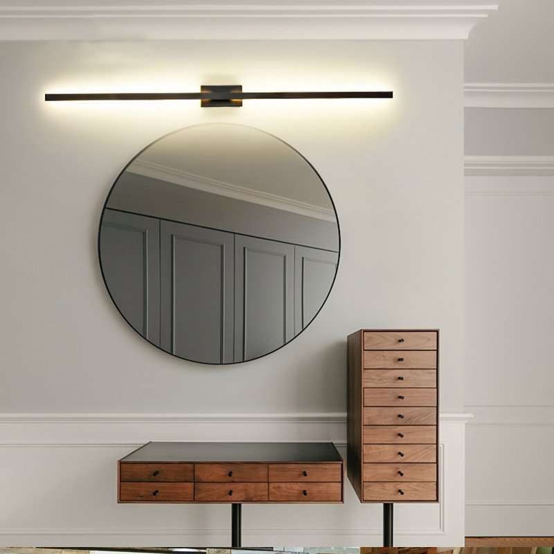 Black Strip Shape Vanity Light Modern 1-Light LED Mirror Front Light with Acrylic Shade