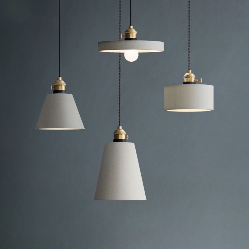 Cement Hanging Lamp Kit Grey Modern Mini Pendant Light for Coffee Shop