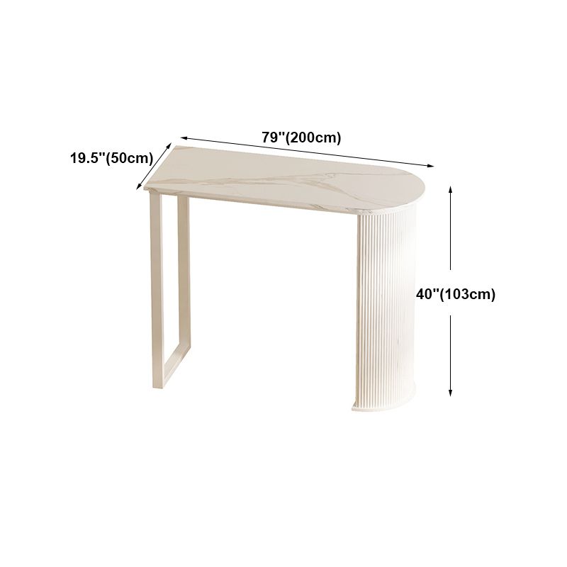 Industrial White Stone Pub Bar Table Indoor Steel Bar Dining Table with Double Pedestal