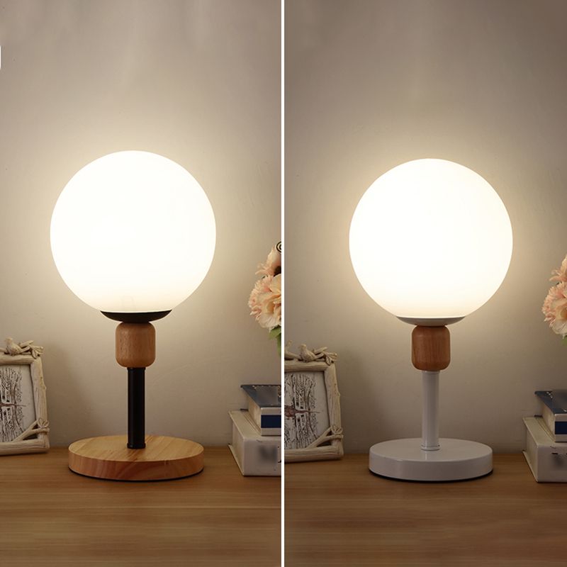 Modern Style Spherical Shape Night Table Lamp Glass 1 Light Table Light