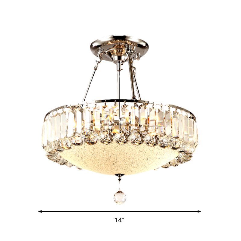 Cylindre Chrome Crystal Pendant Light Grosted Glass Pannel Pendant Pendard avec Crystal Drop Drop Final