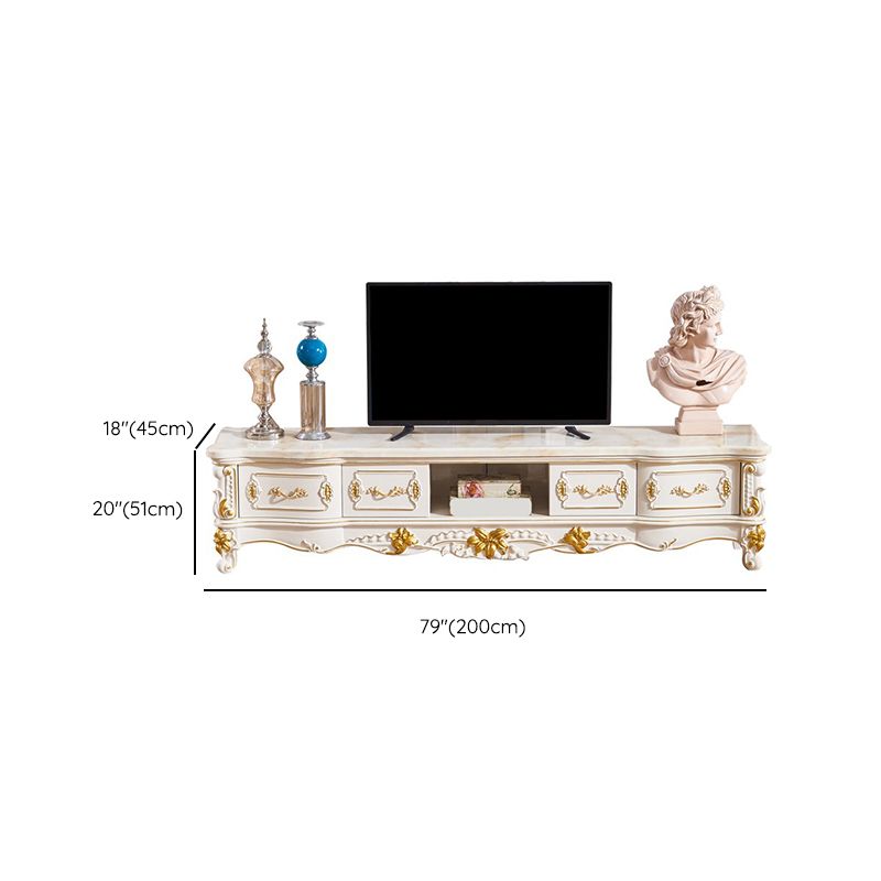 Glam Media Console Open Storage TV Stand Console with 4 Drawers