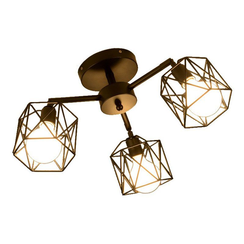 Iron Hexagonal Hexagonal Suspension Light Simplicity Shop Light Light in Black