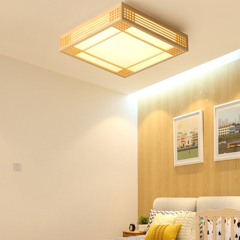 Modern Square Flush Mount Lights Wood Flush Mount for Bedroom