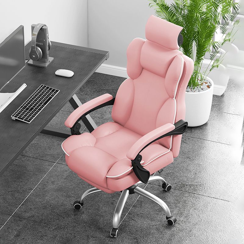 Contemporary Padded Arms Office Chair Height-adjustable High Back Desk Chair