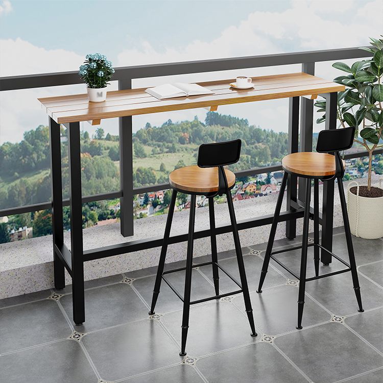 Rectangle Bar Dining Table Contemporary Bar Table with Trestle Base in Black