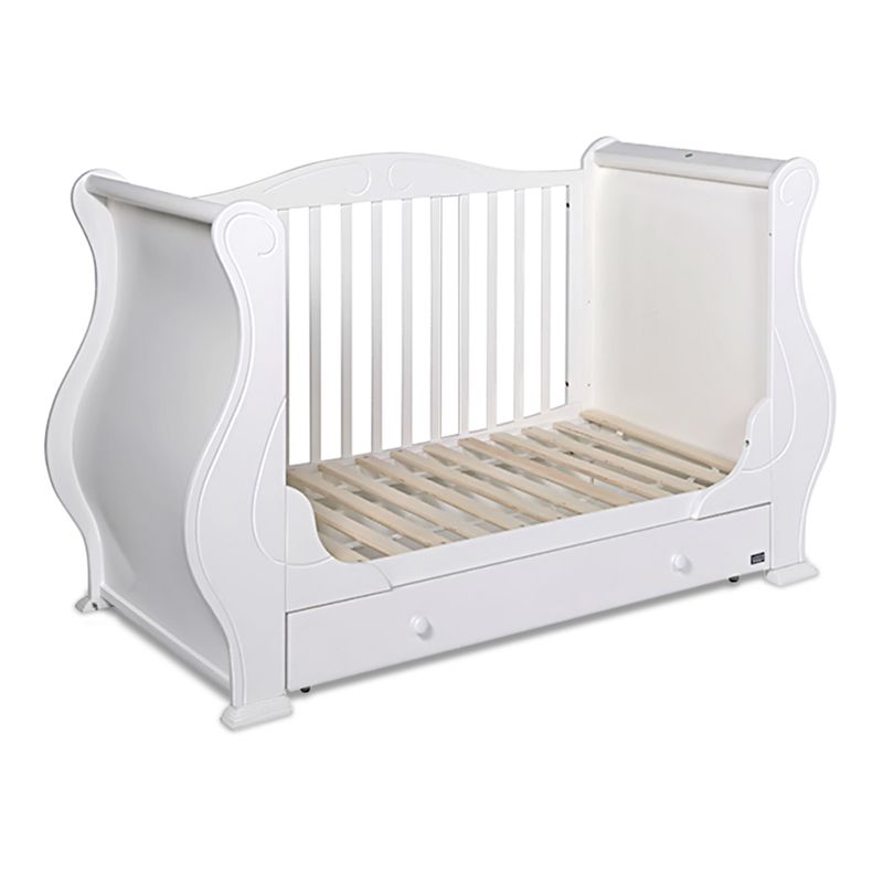 Rectangle Solid Wood Crib Traditional 3-In-1 Convertible Crib with Drawer