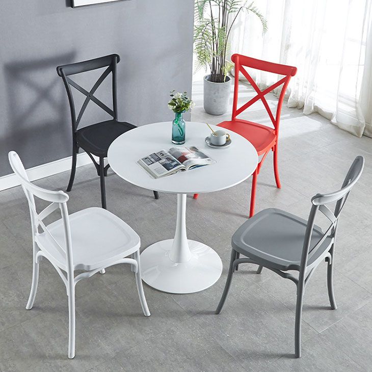 Contemporary Plastic Chair Cross Back Side Chair in Matte Finish for Home