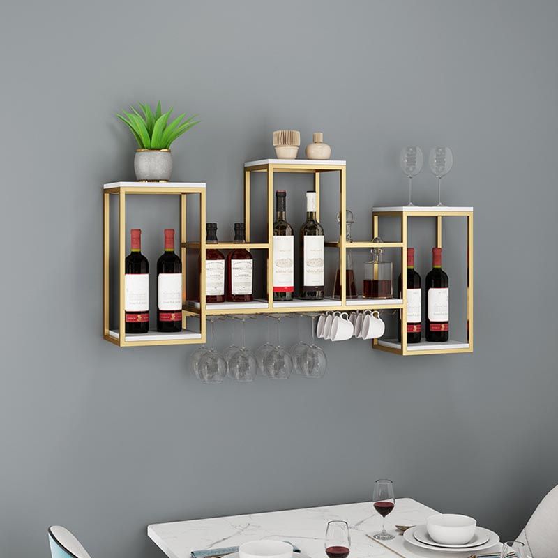 Metal Wall Mounted Wine Rack 7.8"W Wine Rack with  Stemware Holder