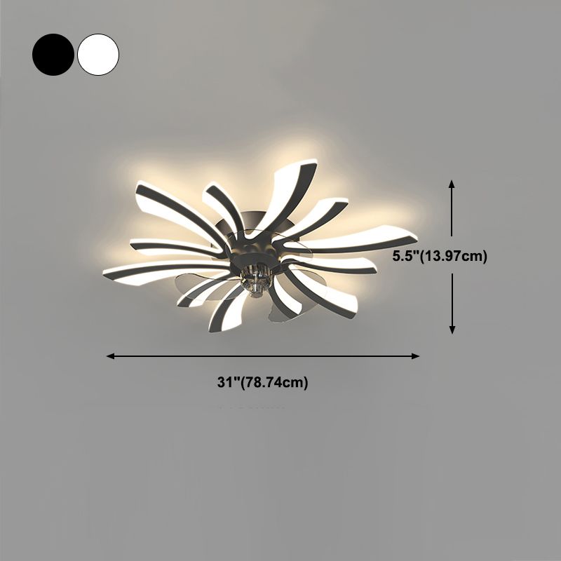 Floral Ceiling Fan Light Modern Style LED Metal Ceiling Light Fixture