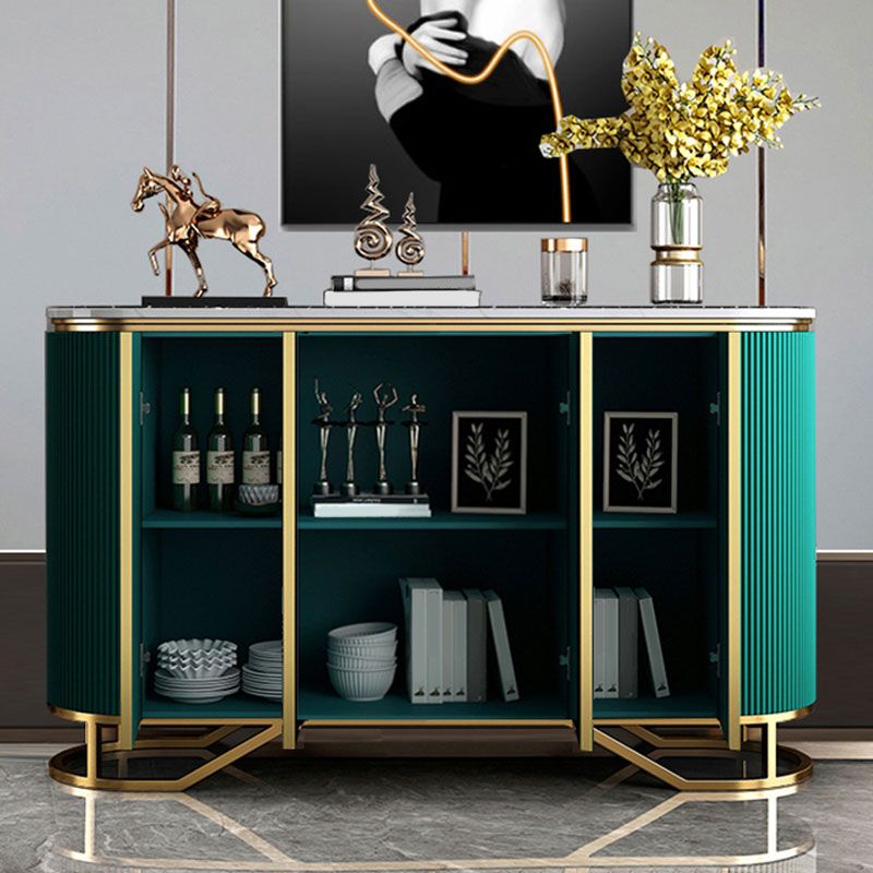 Glam Buffet Table Stone Sideboard Table with Doors for Dining Room